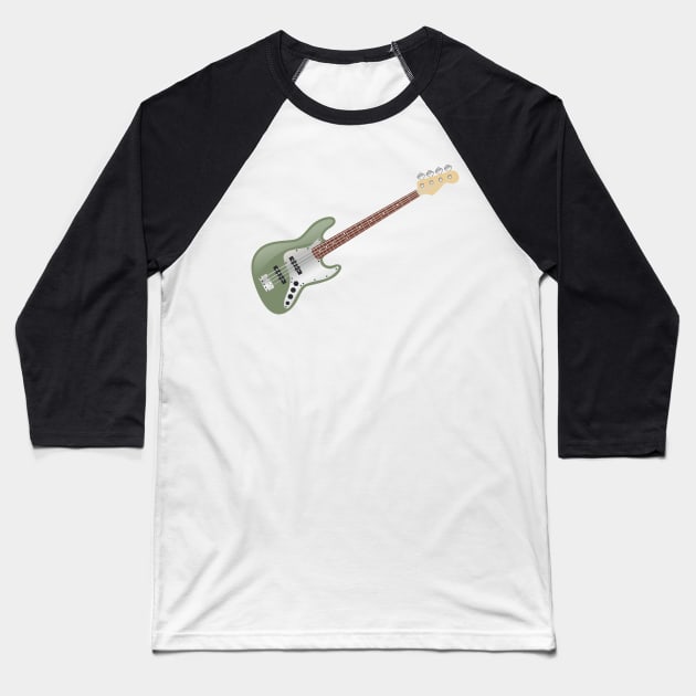 Vintage Avocado Green Electric J-Bass Baseball T-Shirt by Vector Deluxe